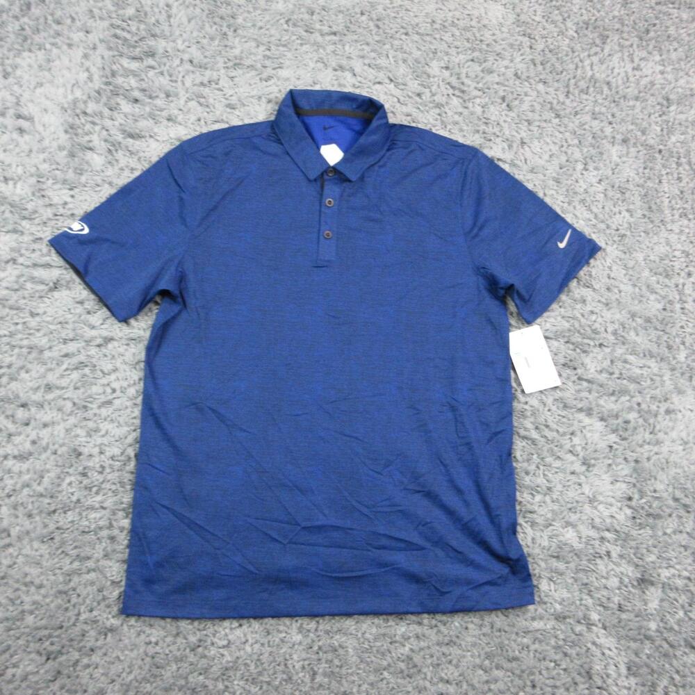 Nike Golf Polo Shirt Mens Medium Blue Solid Performance Stretch NWT